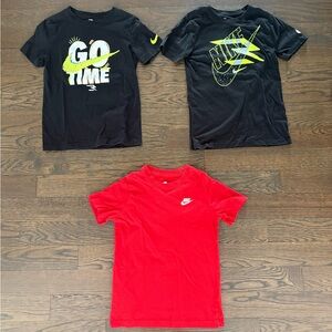 Nike Kids Black and Red Tees with Neon Accents, Boys Size M